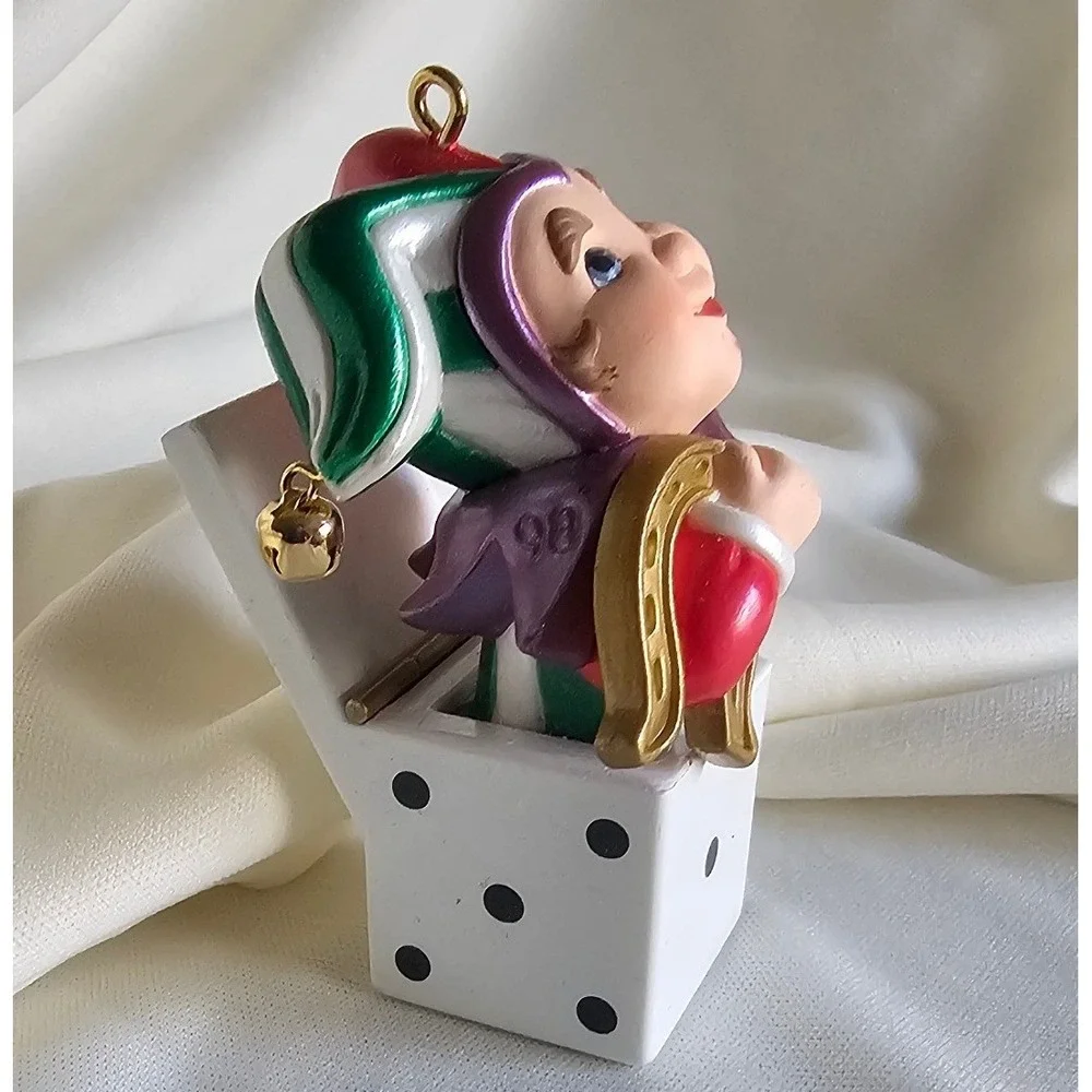 Hallmark Keepsake 1990 Jester Jack in the Box Die Ornament Vintage Good Luck